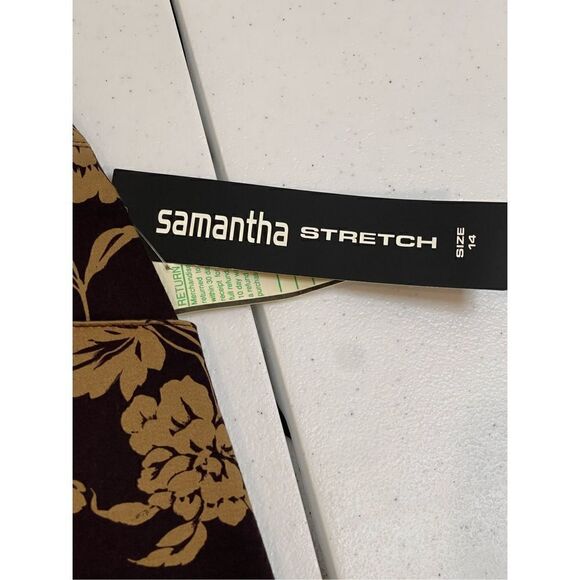 Samantha stretch women’s brown floral pencil skirt size 14 - Picture 6 of 6